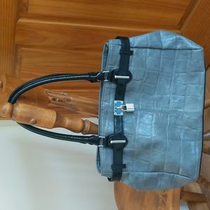 Maurices Faux Leather Silver Padlock Shoulder Handbag Gray